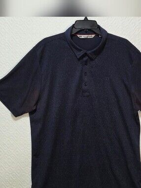 Travis Mathew Short Sleeve Polo Shirt Large,  Navy Blue, Red And Light Blue Dots